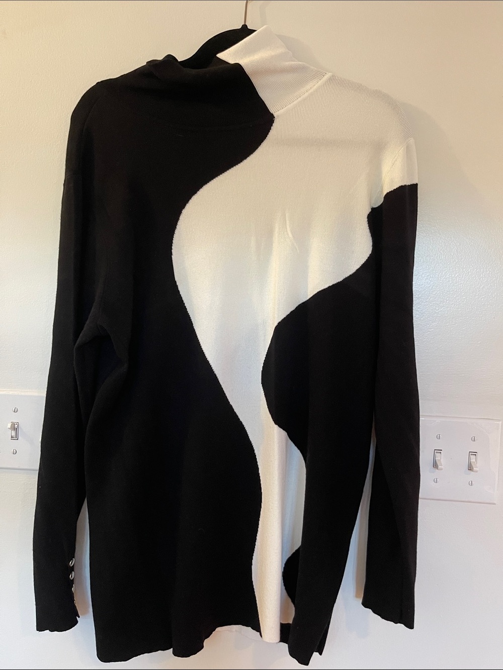 Colorblock Black & White Turtleneck Sweater